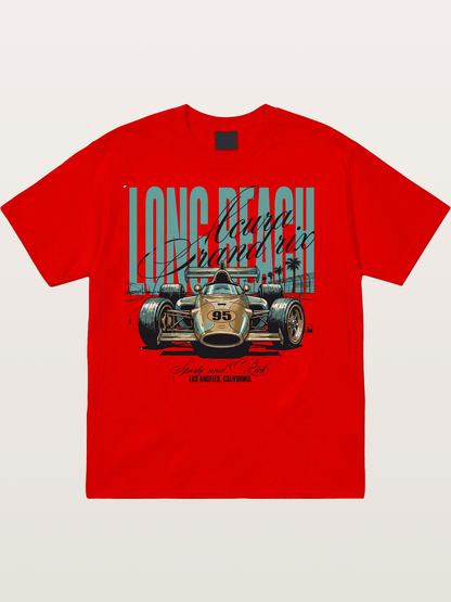 Vintage Long Beach Open Wheel Car Cotton T-shirt