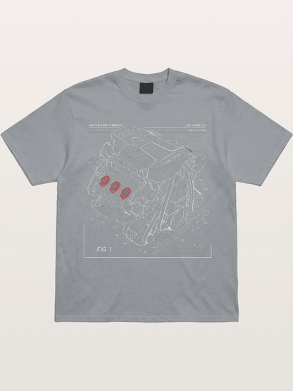 V6 TFSI Audi Powertrain Patent Drawing Gildan T-shirt