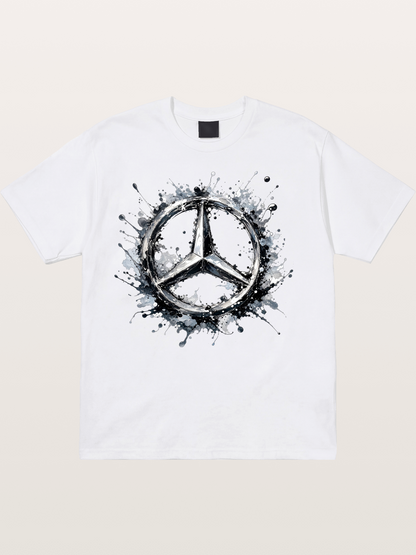 Mercedes Ink Wash Logo Art Cotton T-shirt