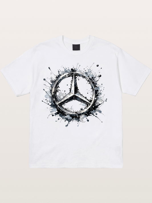 Mercedes Ink Wash Logo Art Cotton T-shirt