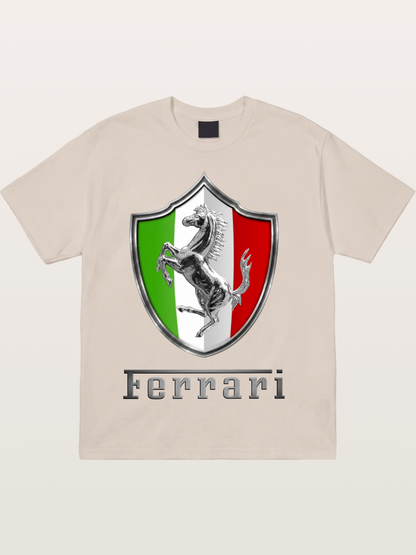 Ferrari Italian Flag Crest Cotton T-shirt