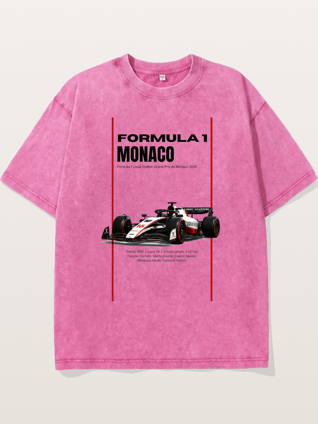 Minimal F1 Monaco Race Card Washed T-shirt