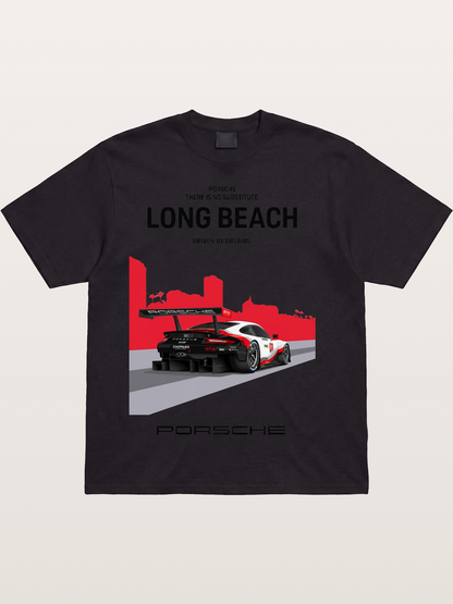 Long Beach Race Porsche Poster Cotton T-shirt