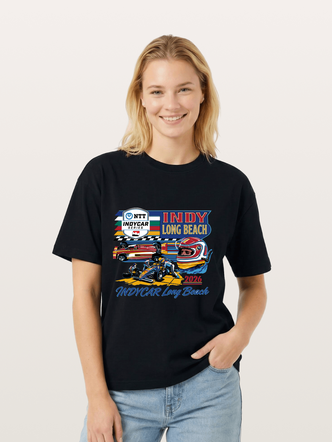 IndyCar Long Beach Vintage Art Gildan T-shirt