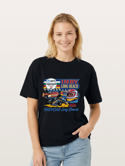 IndyCar Long Beach Vintage Art Gildan T-shirt