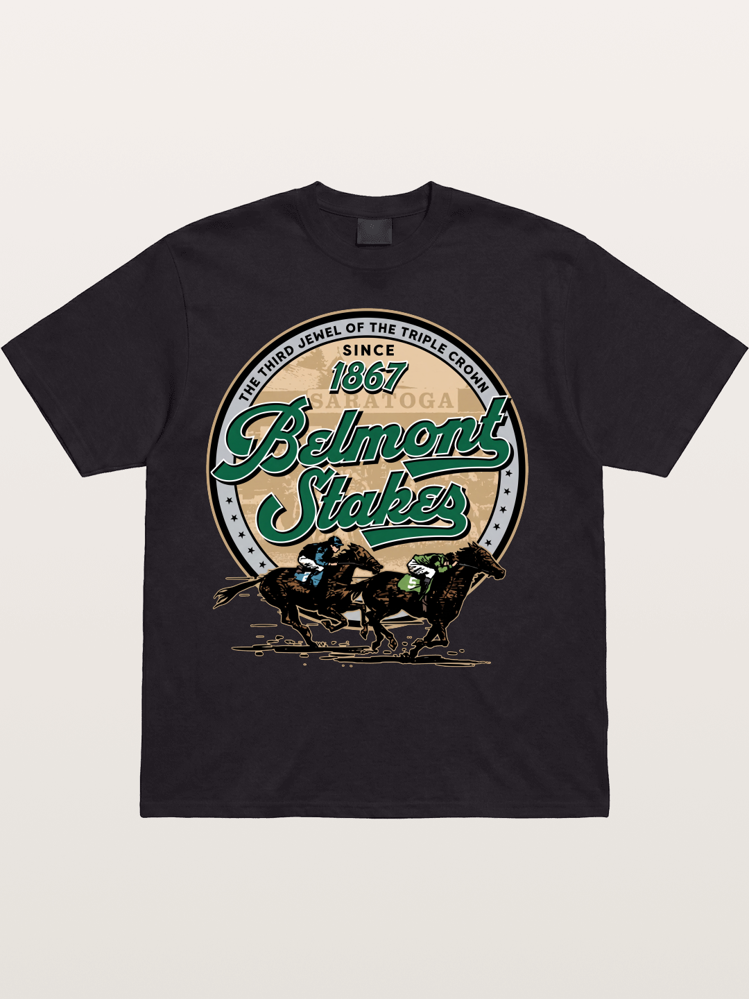 Belmont Stakes Two Horses Racing Cotton T-shirt