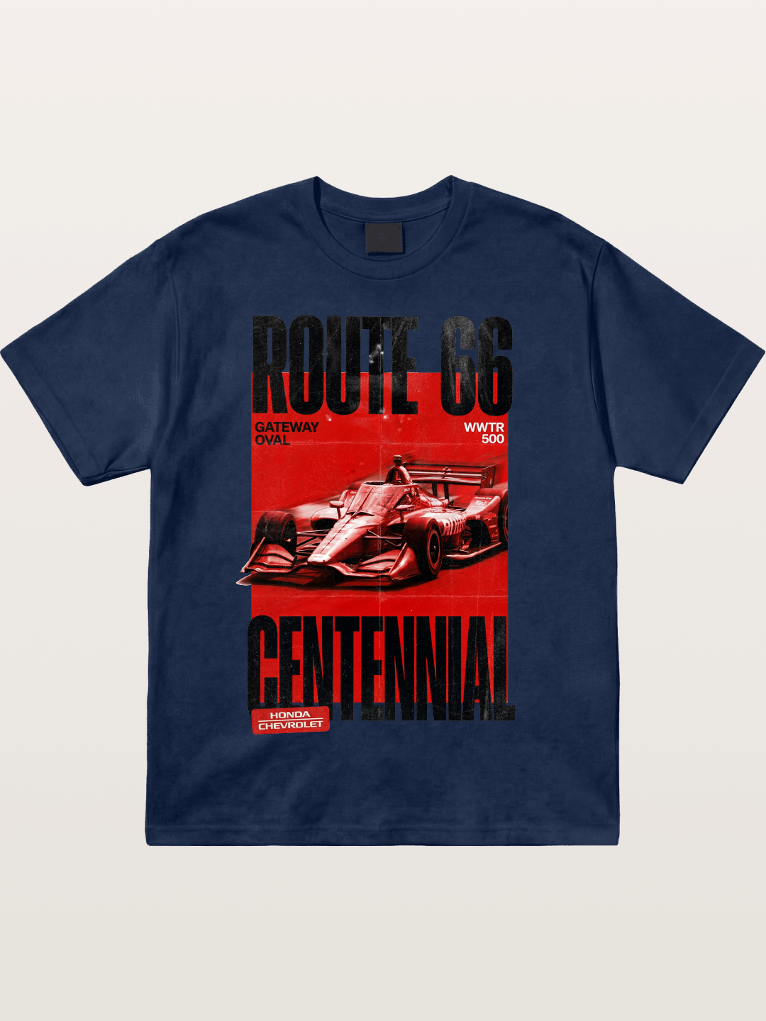 Red Tone Route66 Racing Card Cotton T-shirt