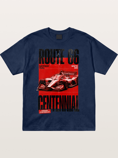 Red Tone Route66 Racing Card Cotton T-shirt