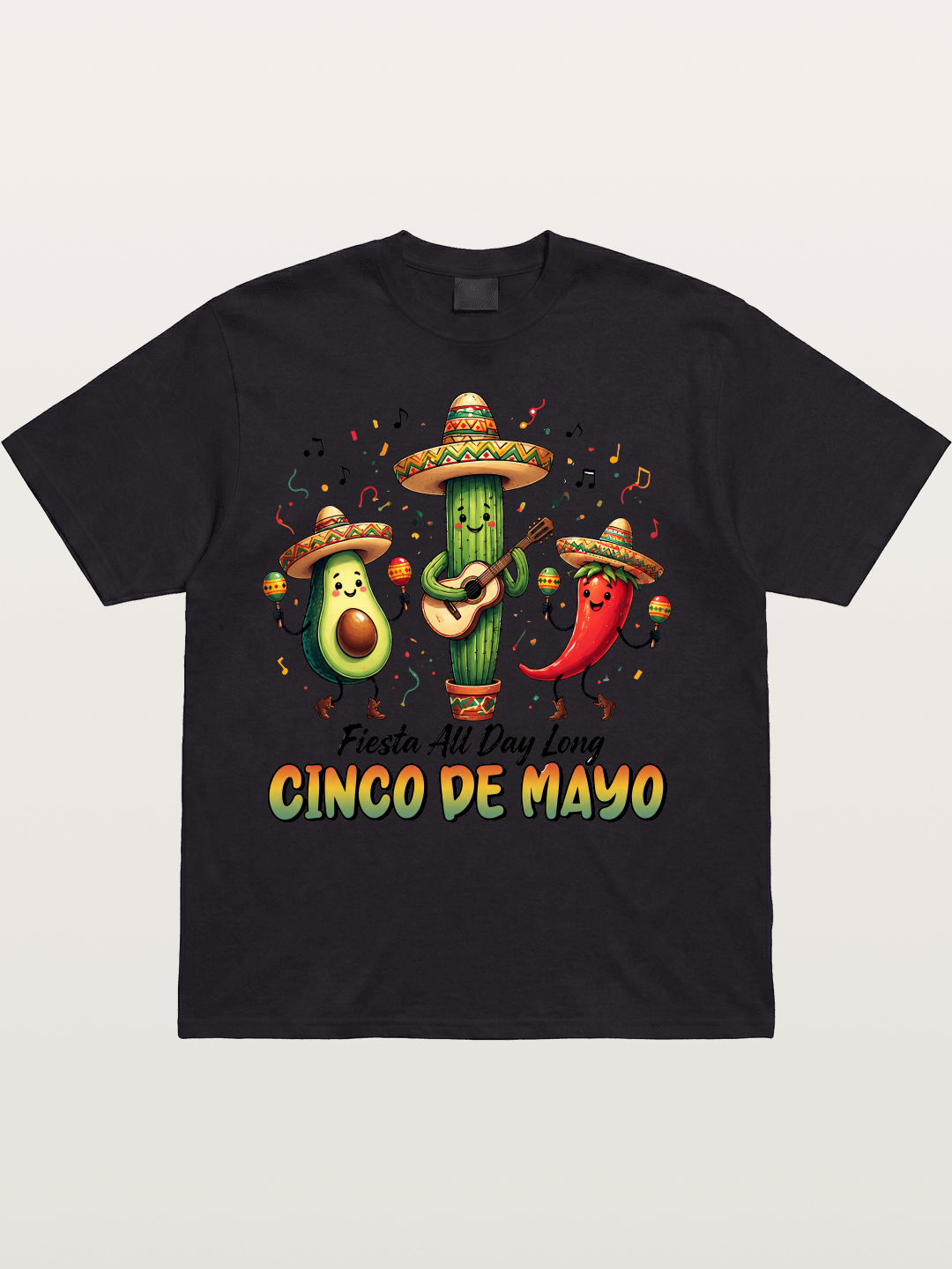 Mexican Fiesta Cartoon Characters Cotton T-shirt