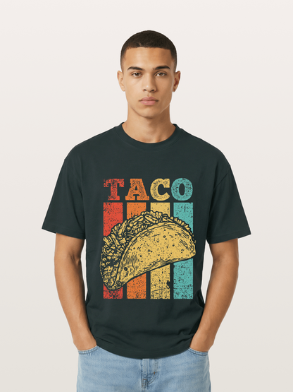 Vintage Taco Retro Stripes Food Gildan T-shirt
