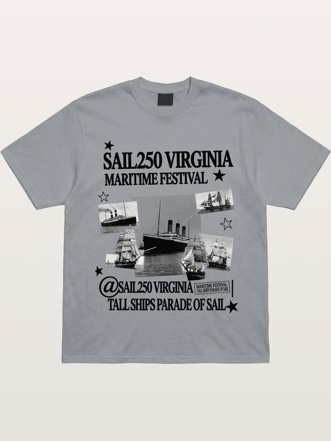 Collage Black White Sailboat Card Gildan T-shirt