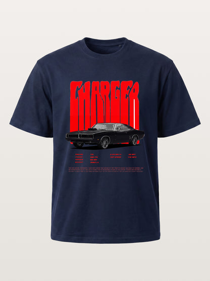 Red Charger Retro Muscle Print Cotton T-shirt