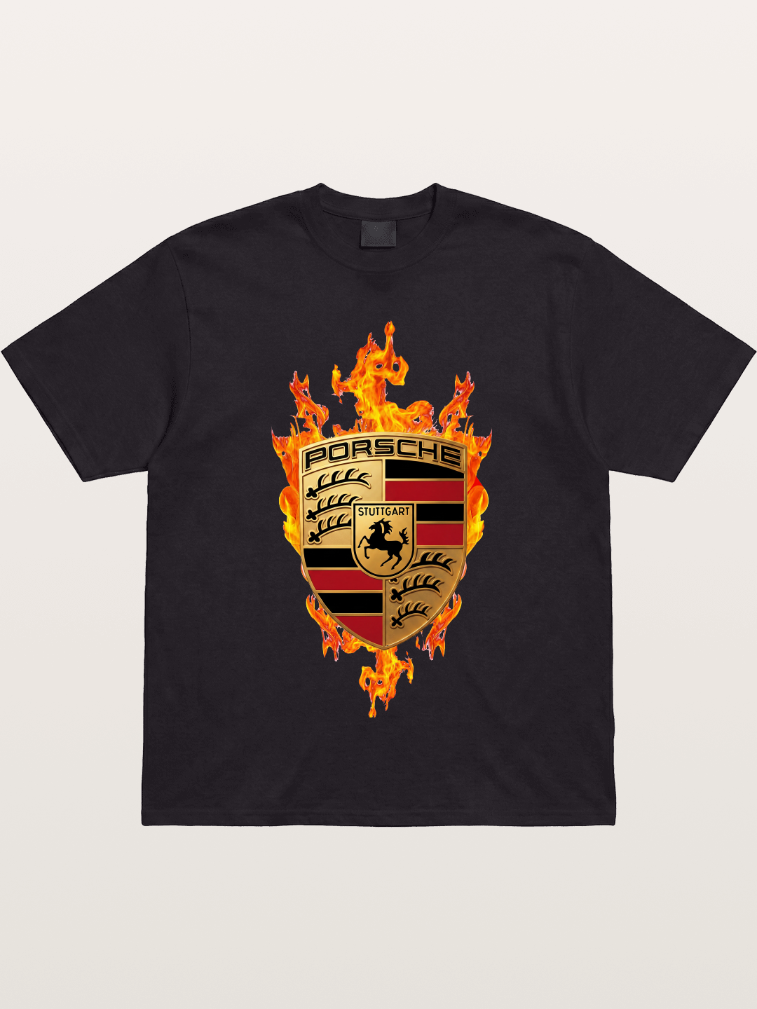 Porsche Flaming Logo Print Gildan T-shirt