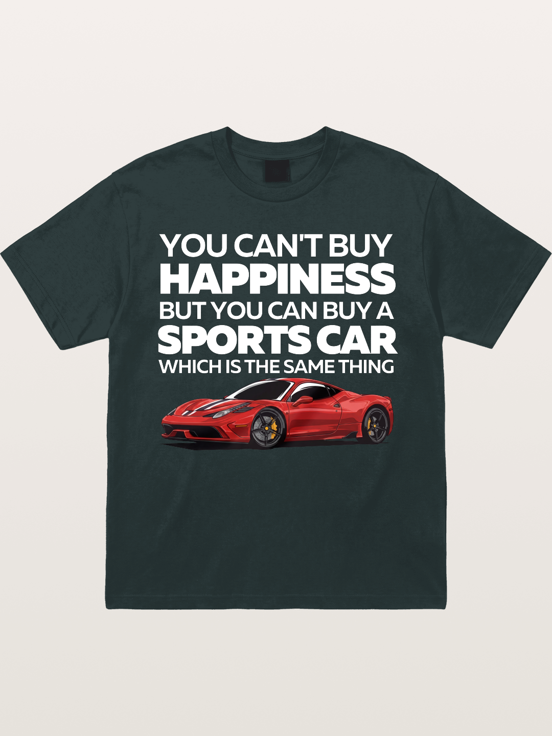 Sports Car Happiness Quote Red Ferrari Gildan T-shirt