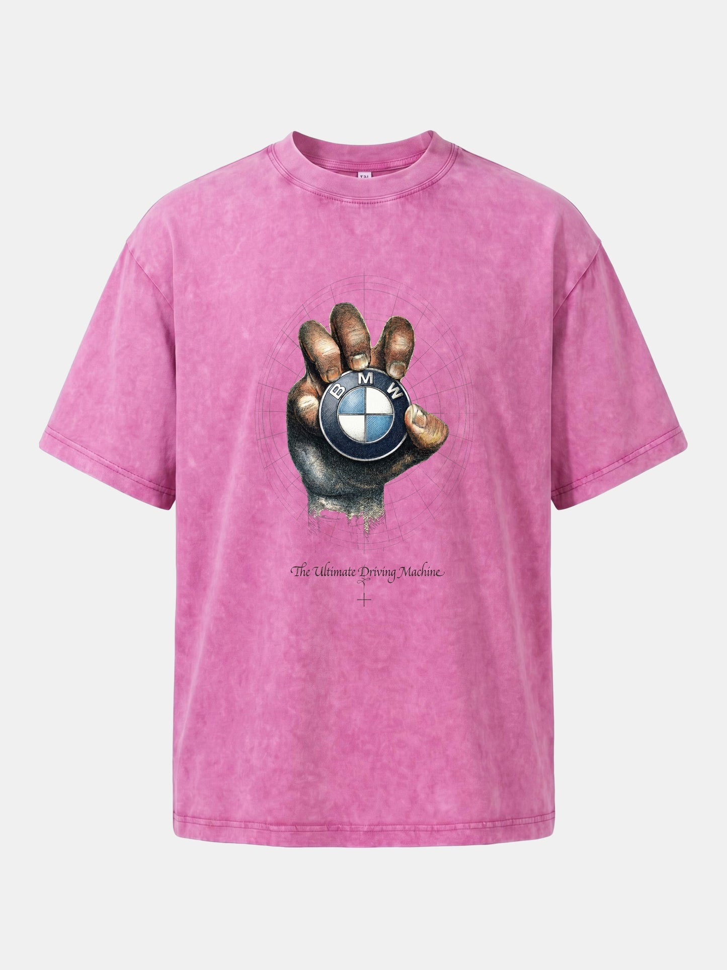 Hand Holding BMW Logo Sketch Washed T-shirt