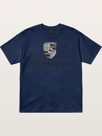 Monochrome Porsche Crest Cotton T-shirt