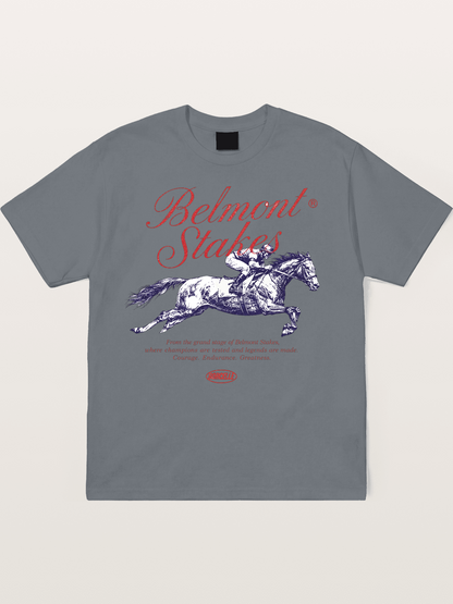 Belmont Stakes Vintage Script Print Cotton T-shirt