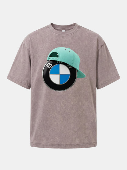 BMW Logo & Tiffany Cap Art Washed T-shirt