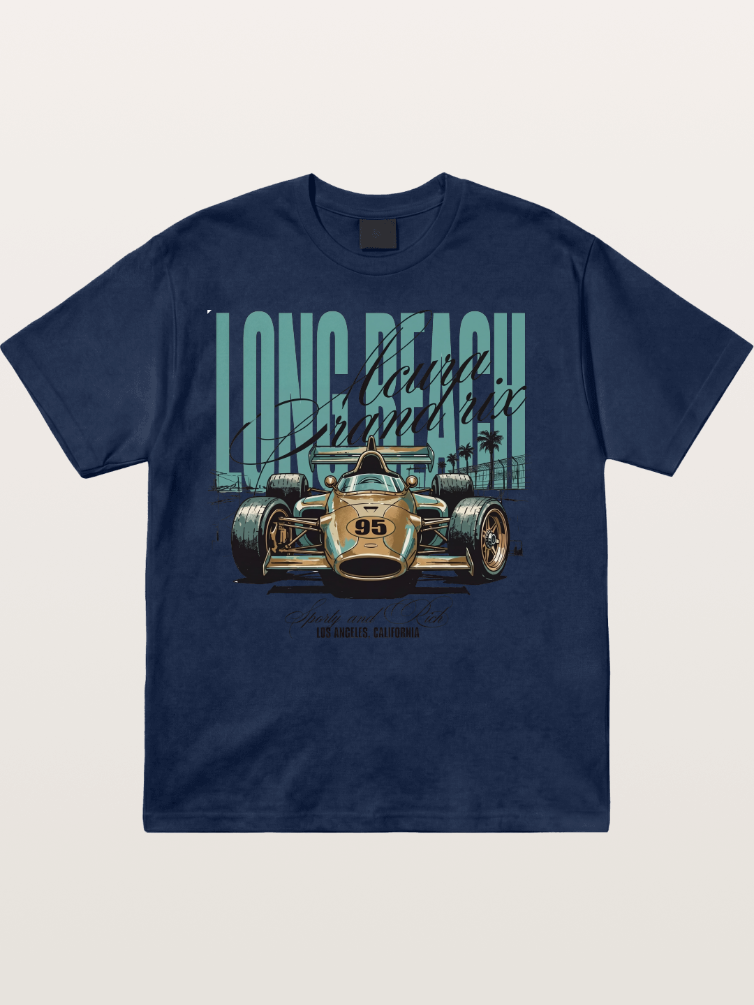 Vintage Long Beach Open Wheel Car Cotton T-shirt