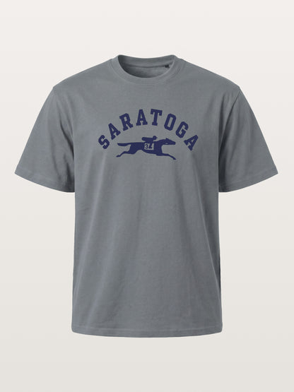Saratoga Navy Horse Racing Mark Cotton T-shirt