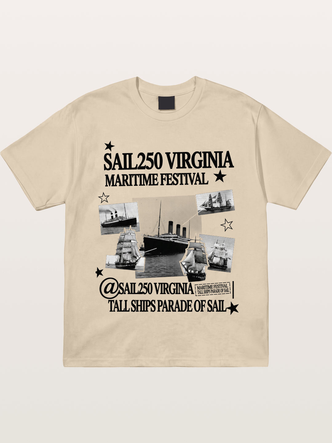 Collage Black White Sailboat Card Gildan T-shirt