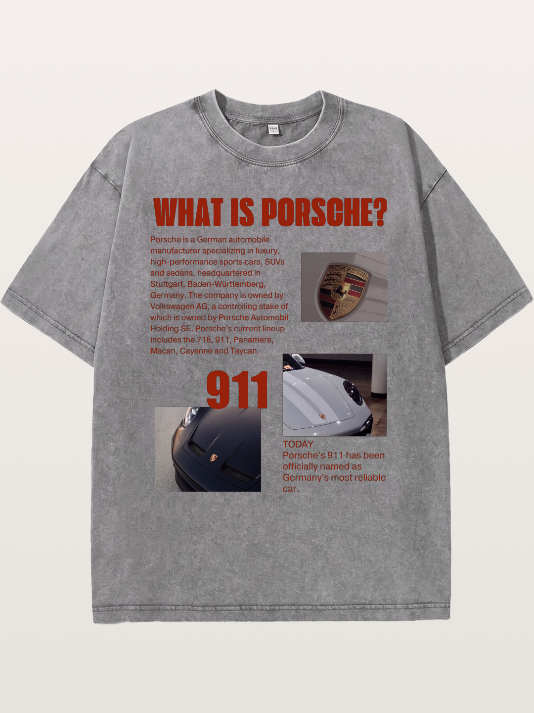 Porsche 911 Information Layout Washed T-shirt