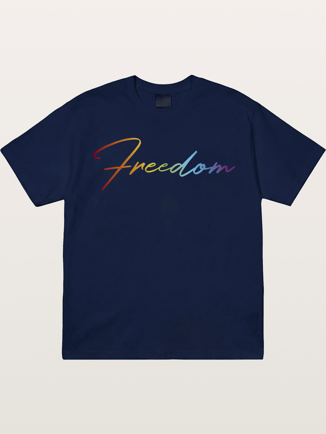 Freedom Rainbow Gradient Script Text Gildan T-shirt