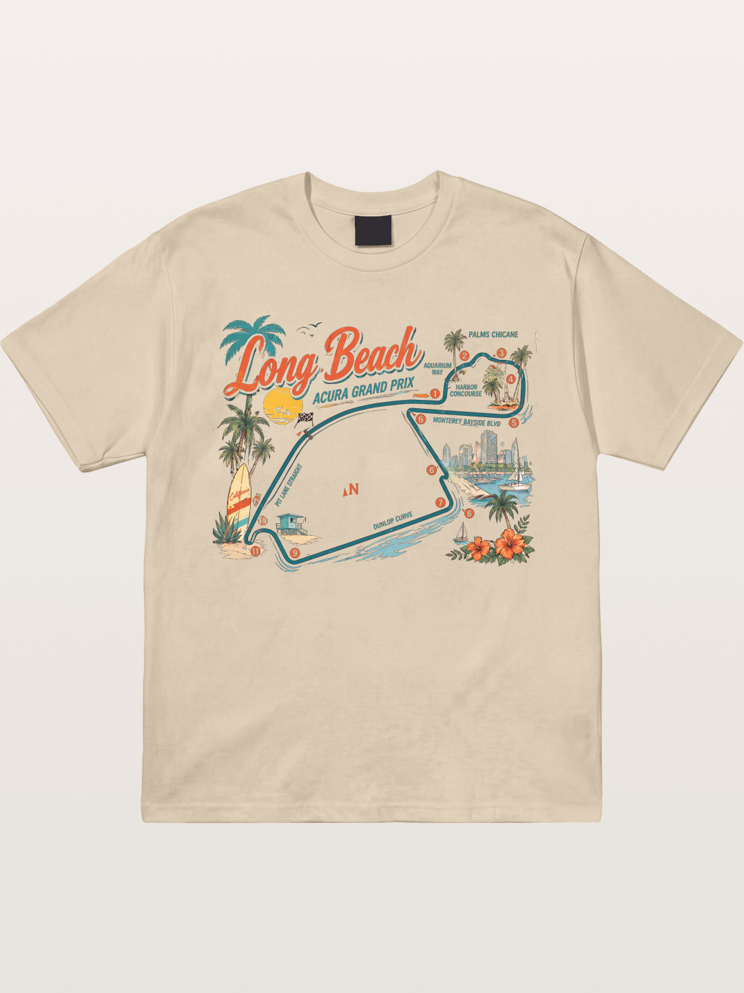 Long Beach Circuit Track Map Graphic Gildan T-shirt