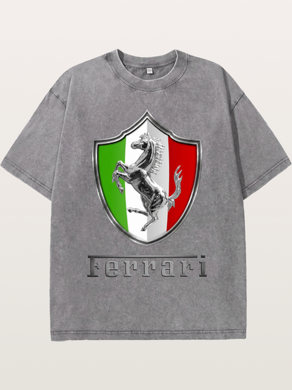 Ferrari Italian Flag Crest Washed T-shirt