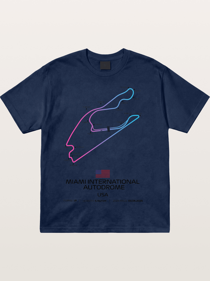 Miami Autodrome F1 Track Map Cotton T-shirt