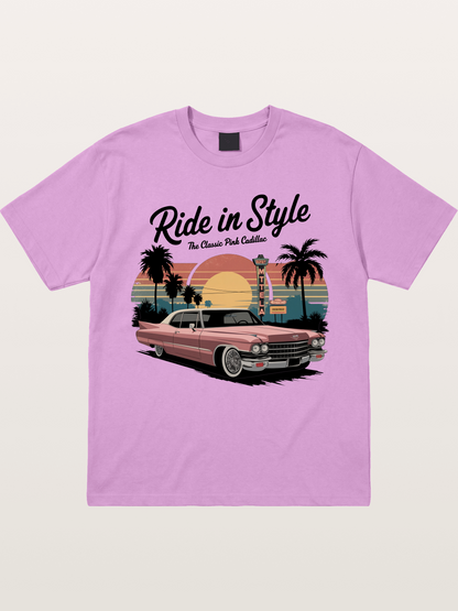 intage Pink Cadillac Retro Poster Gildan T-shirt
