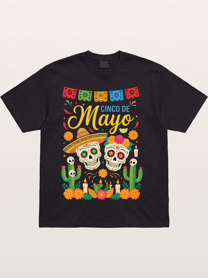 Cinco de Mayo Sugar Skull Fiesta Cotton T-shirt