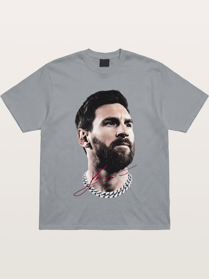 Messi Black White Signature Portrait Gildan T-shirt