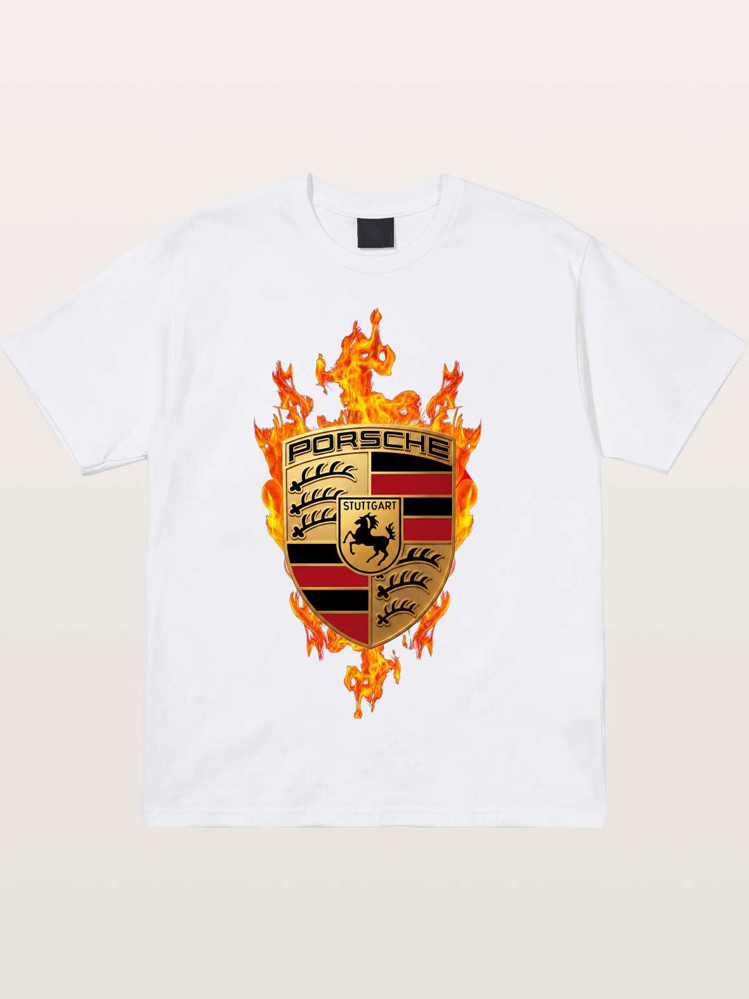 Porsche Flaming Logo Print Cotton T-shirt