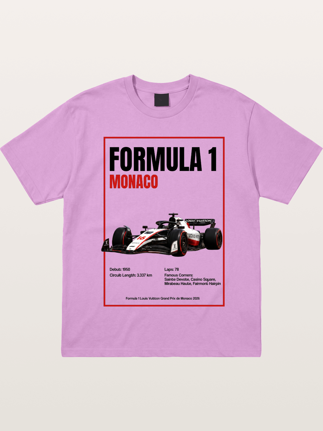 F1 Monaco LV Racing Car Poster Gildan T-shirt
