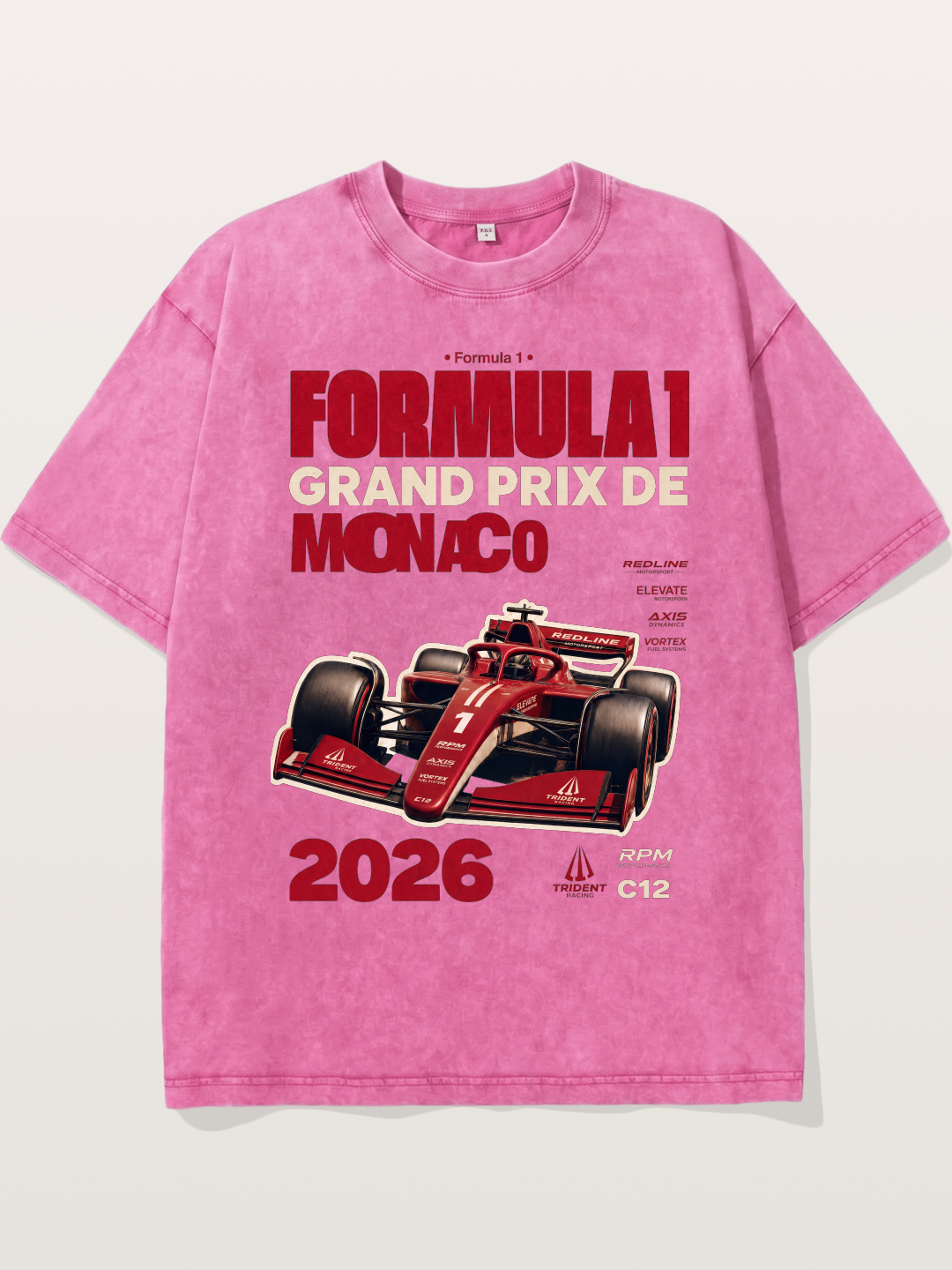 Red Monaco F1 2026 Poster Washed T-shirt