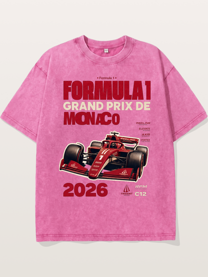 Red Monaco F1 2026 Poster Washed T-shirt