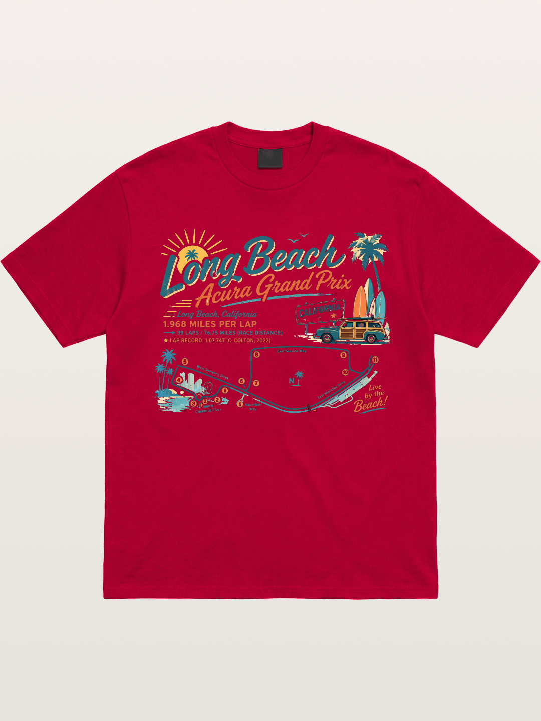 California Long Beach Race Poster Gildan T-shirt