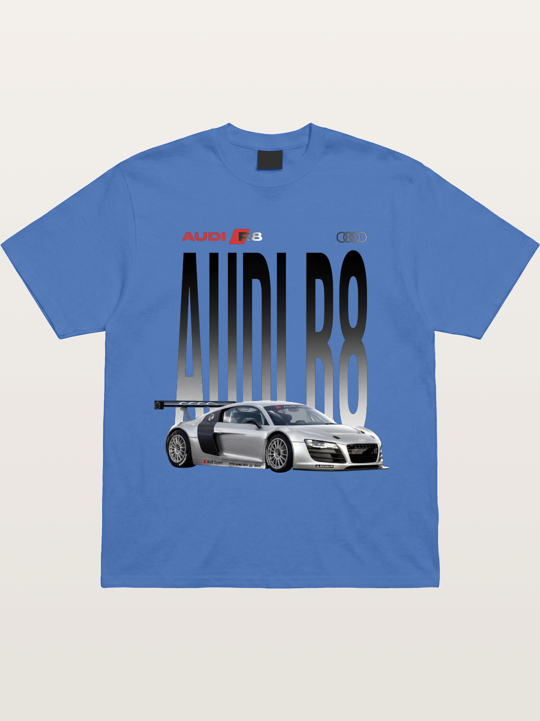 Silver Audi R8 GT3 Front Side View Gildan T-shirt