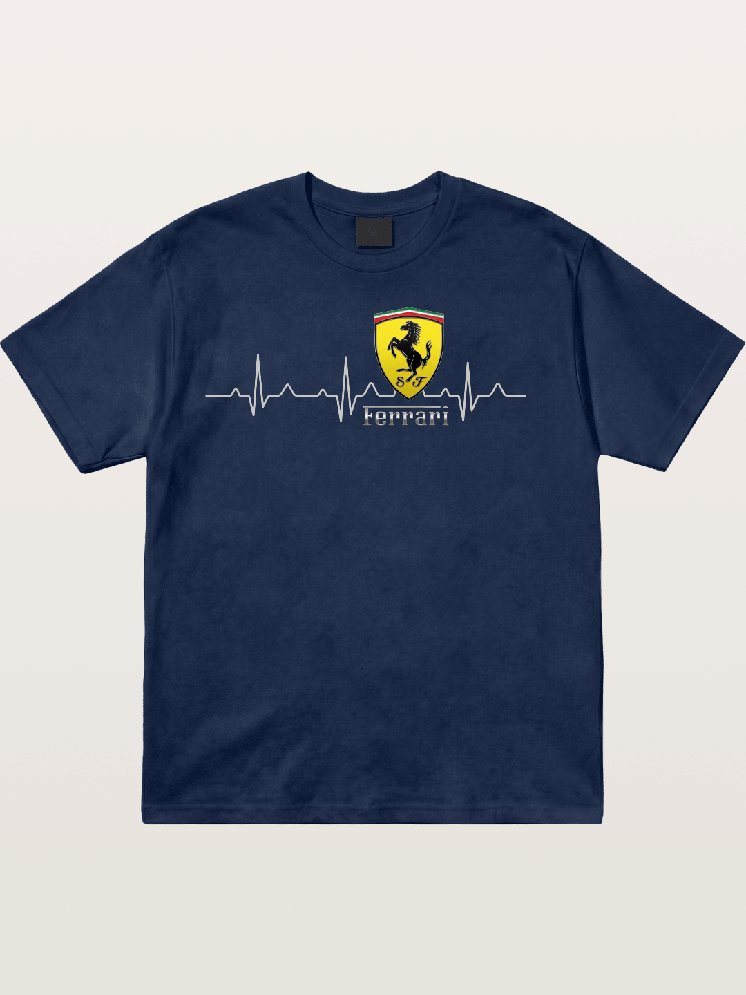Ferrari Heartbeat ECG Line Design Cotton T-shirt