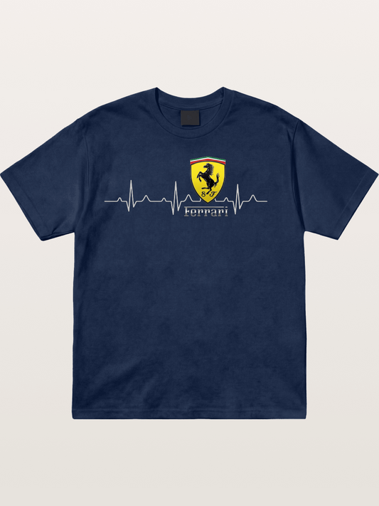 Ferrari Heartbeat ECG Line Design Cotton T-shirt