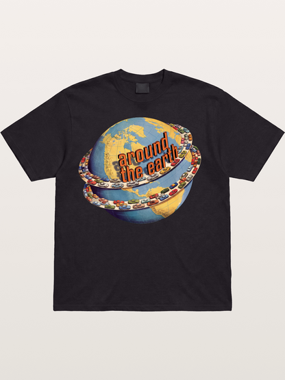 Global Cars Earth Illustration Cotton T-shirt