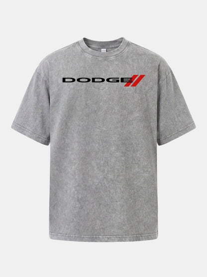 Dodge Red Strip Badge Print Washed T-shirt