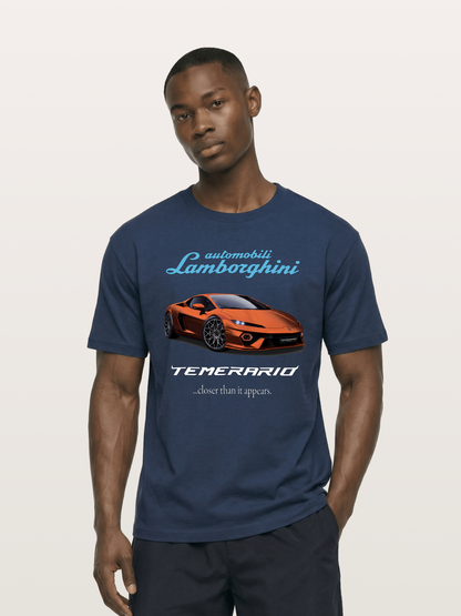 Lamborghini Temerario Orange Sports Car Cotton T-shirt