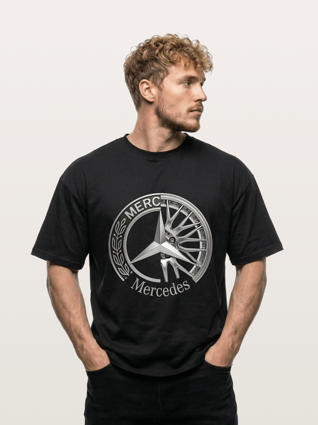 Mercedes Benz Wheel Emblem Art Gildan T-shirt