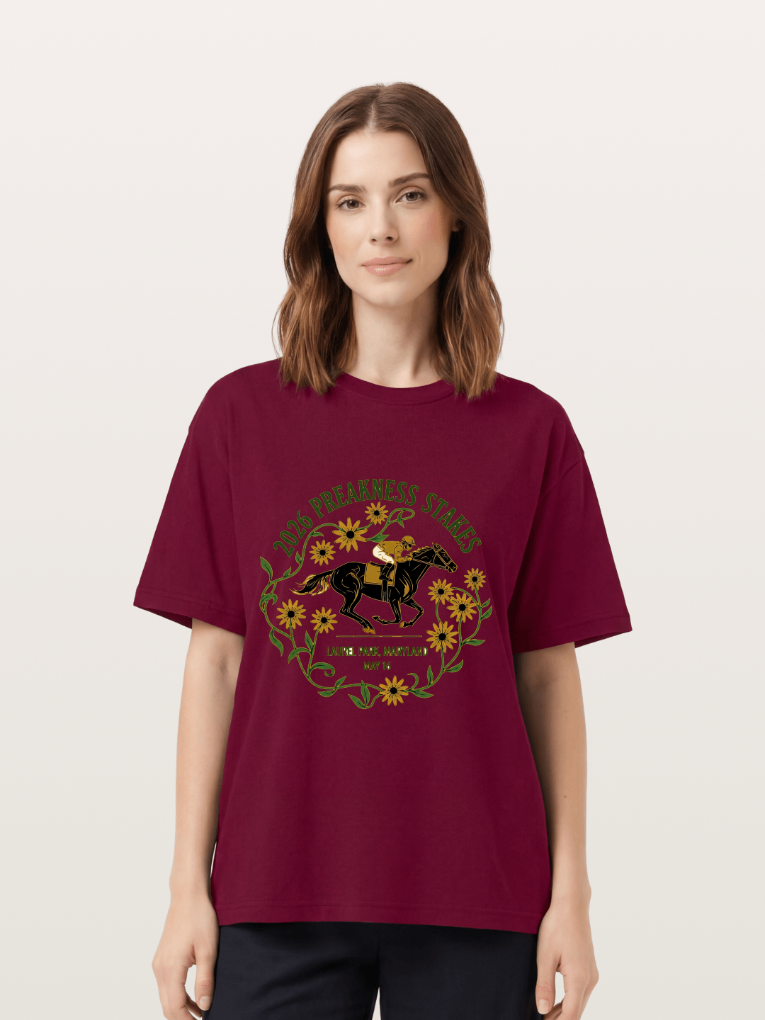Preakness Stakes Laurel Wreath Badge Gildan T-shirt