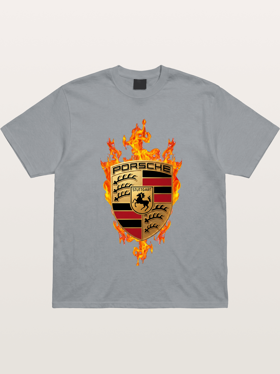 Porsche Flaming Logo Print Gildan T-shirt