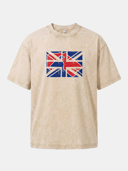 Vintage Union Jack F1 British Theme Washed T-shirt