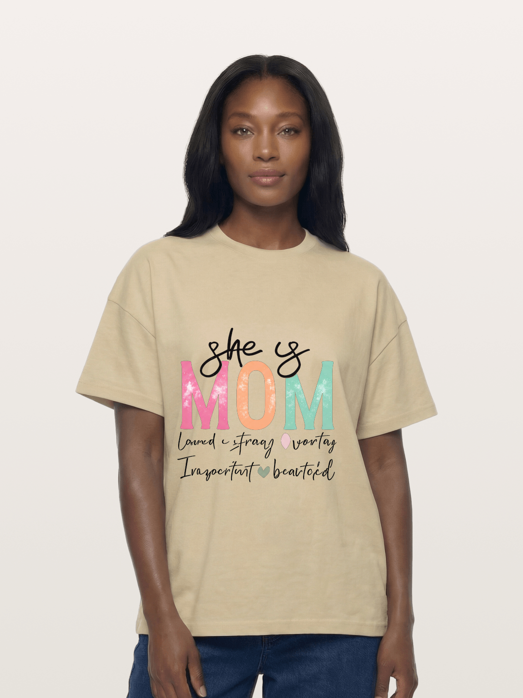 She is Mom Boho Pastel Print Gildan T-shirt
