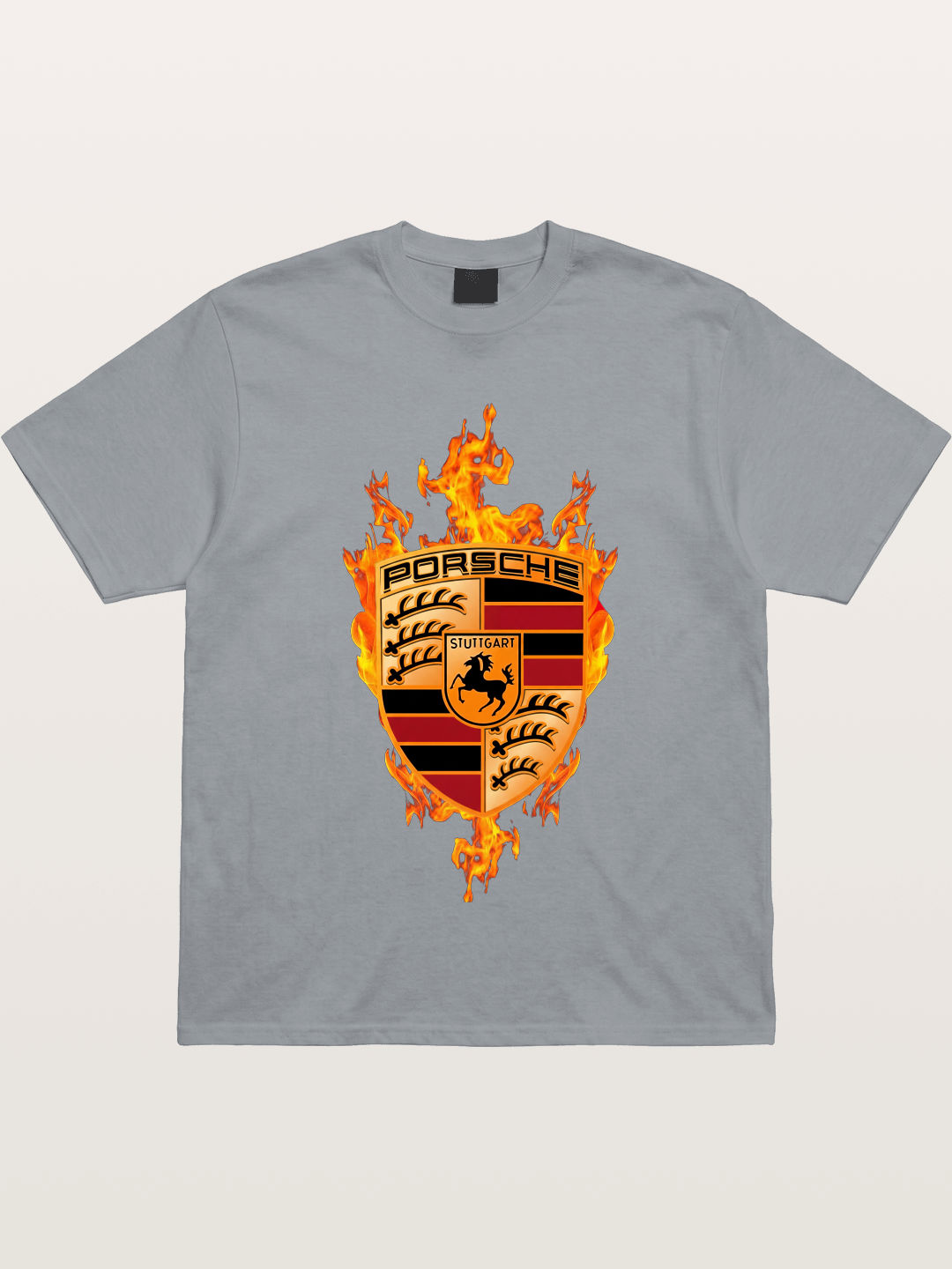 Porsche Crest Fire Flame Design Gildan T-shirt